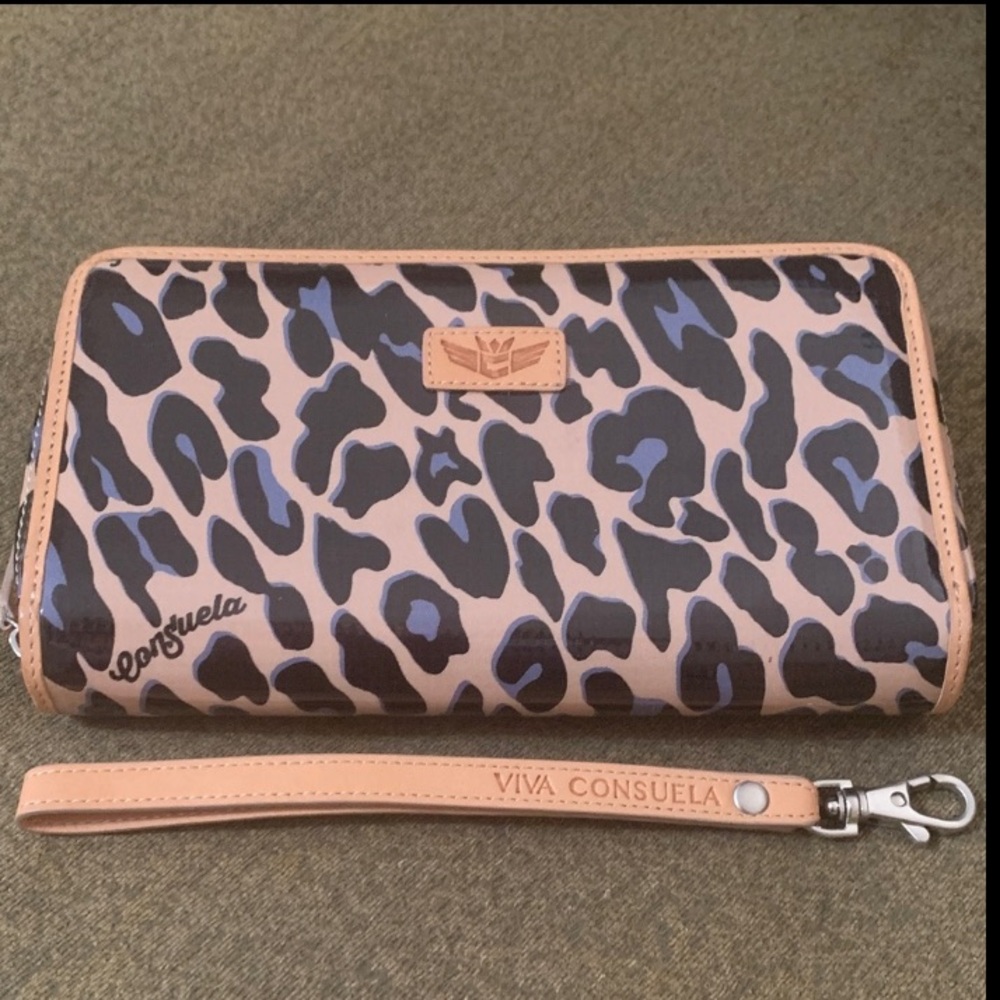 Consuela Blue Jag Wristlet Wallet With Metal Zipper